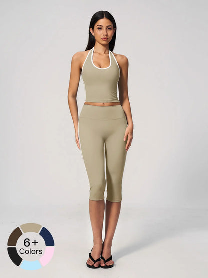 Women's High-End Fitness Set, Halter Neck with Bra Padding - image 3
