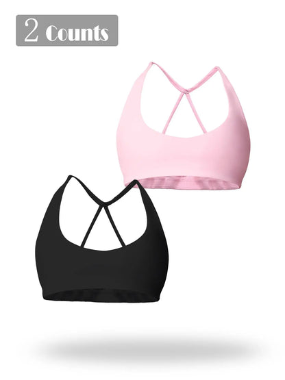 Women's Solid Wireless Sports Bra, Breathable Comfortable Sports Bra