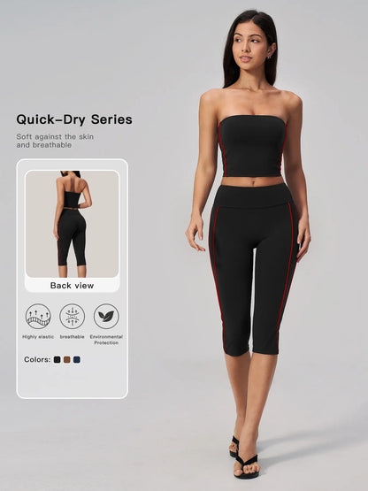 Cross-Border Crop Top Yoga Set for Women, Fuzzy Colorblock with Padded Bra