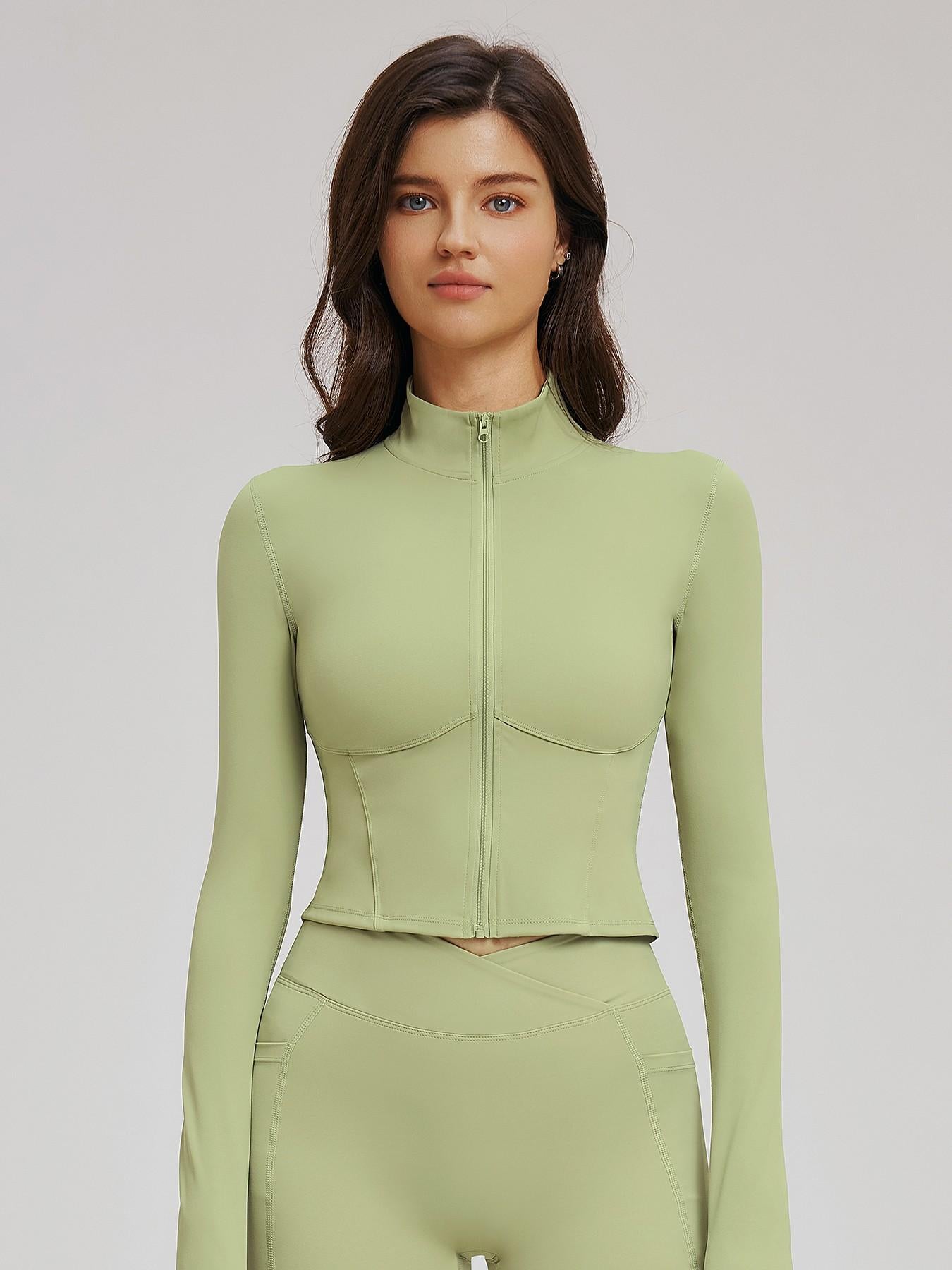 Cross-Border Naked Feel Essential Workout Yoga Jacket Stand Collar Zipper Tight Fashion Athletic… - image 14