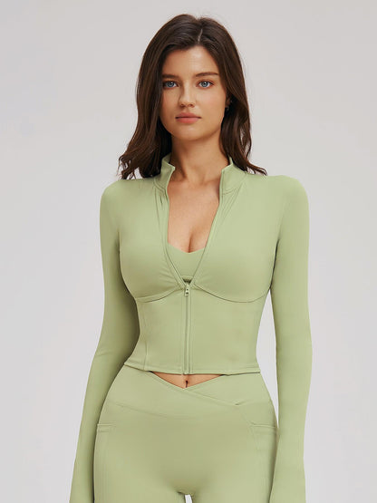 Cross-Border Naked Feel Essential Workout Yoga Jacket Stand Collar Zipper Tight Fashion Athletic… - image 15