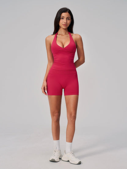 Women's Yoga Set, Halter V-Neck Slimming Lifted Butt Tummy Control - image 14