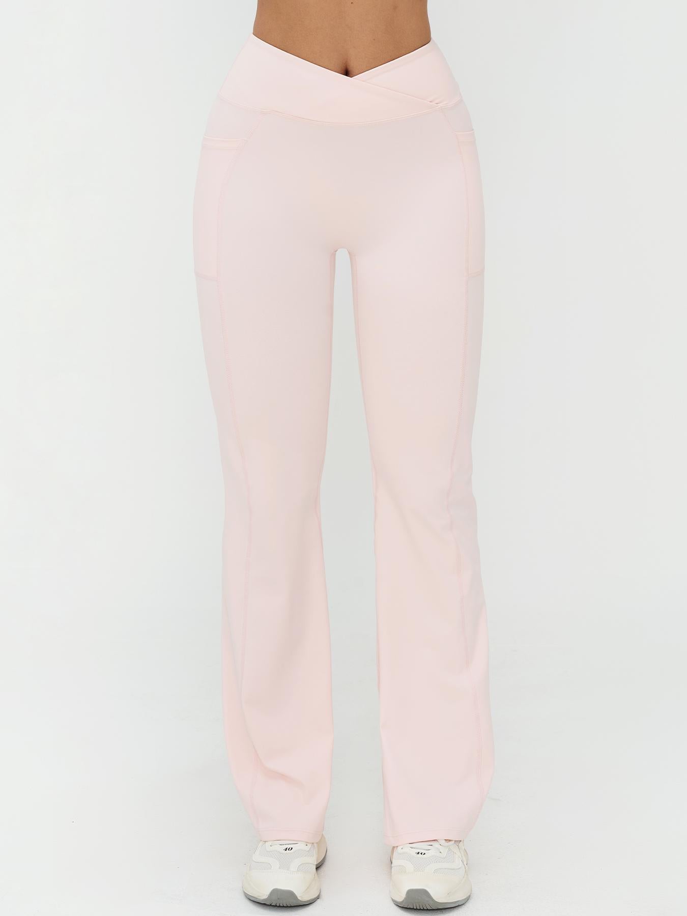 High Waist Naked Feeling Flare Pants Women, Cross Waist Wide Leg Micro Flared Outdoor Casual Sports Pants - image 13