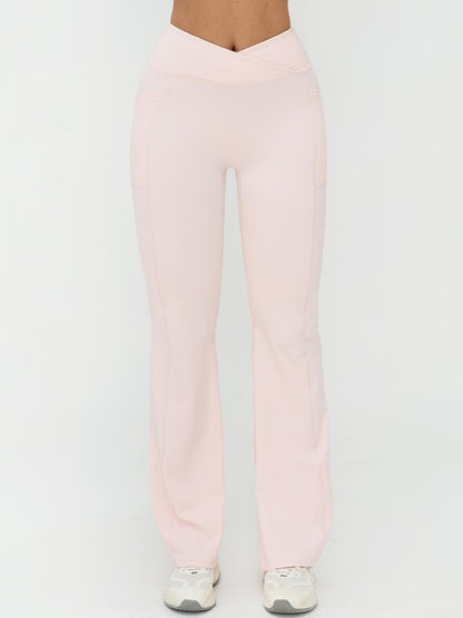 High Waist Naked Feeling Flare Pants Women, Cross Waist Wide Leg Micro Flared Outdoor Casual Sports Pants - image 13
