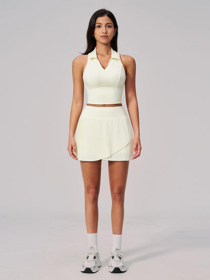 Summer Pilates Yoga Set for Women, Fixed Cup Collar Side Pocket Tennis Dress - image 14