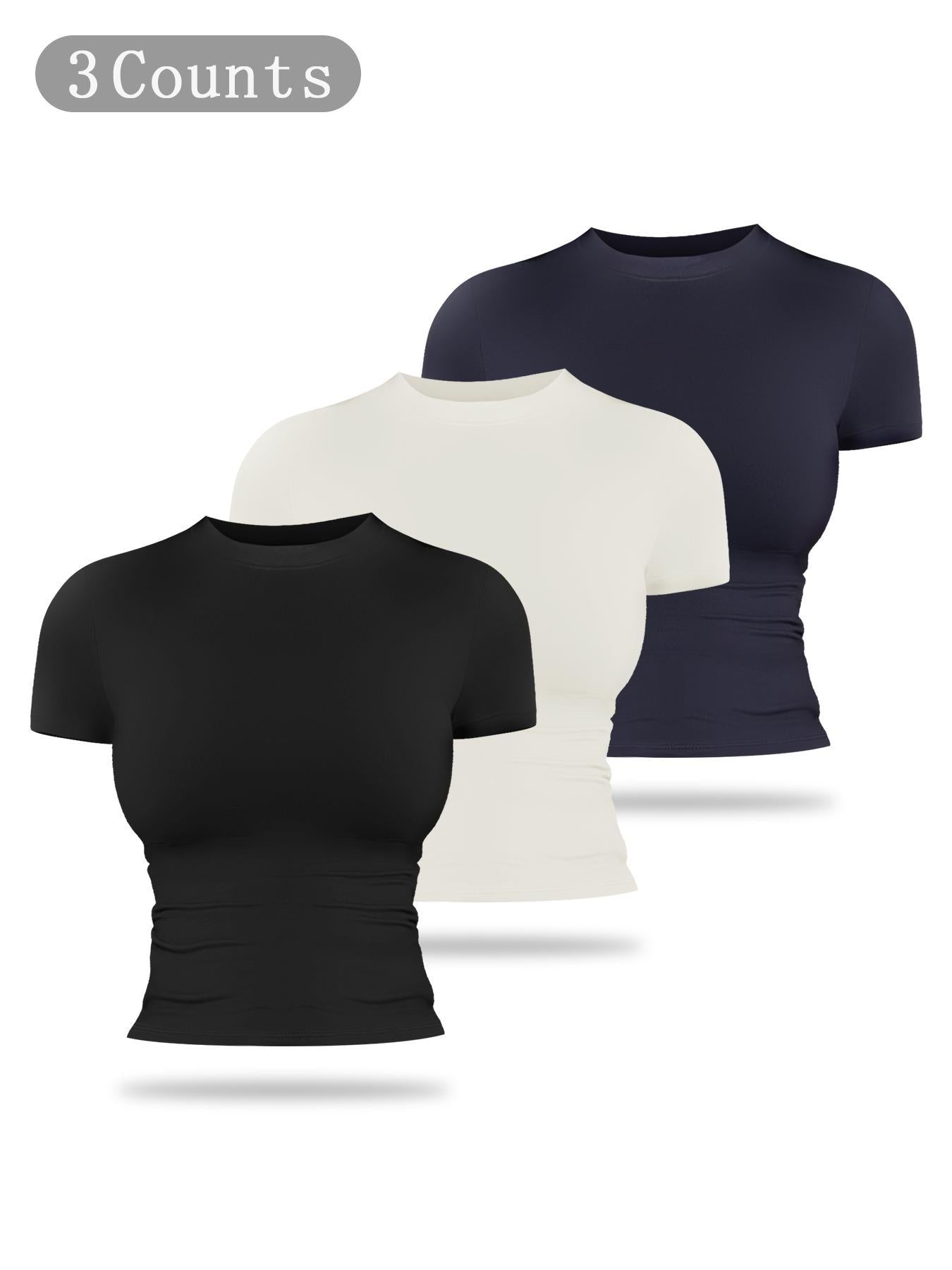Women's Solid Color Sports Tee, Fitness Sport Top - image 22