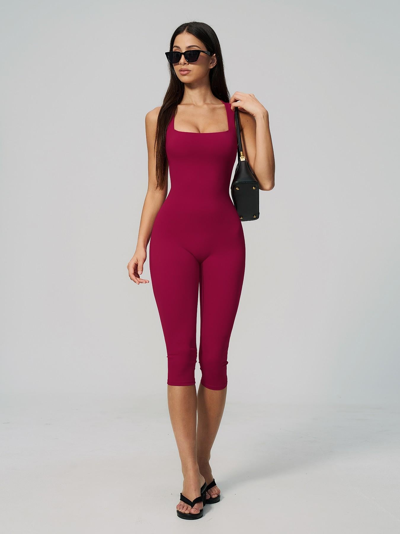Cross-Border Naked Feel One-Piece Yoga, Square Neck Backless Tight Fit Slimming Sculpting Jumpsuit… - image 16