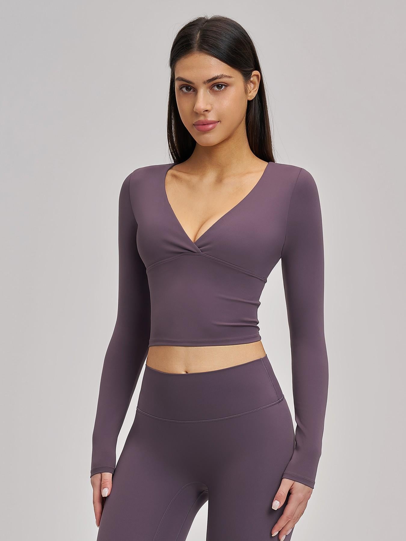 Women's Long Sleeve Yoga Top, European & American Style Spring Summer Pilates Workout Shirt - image 13