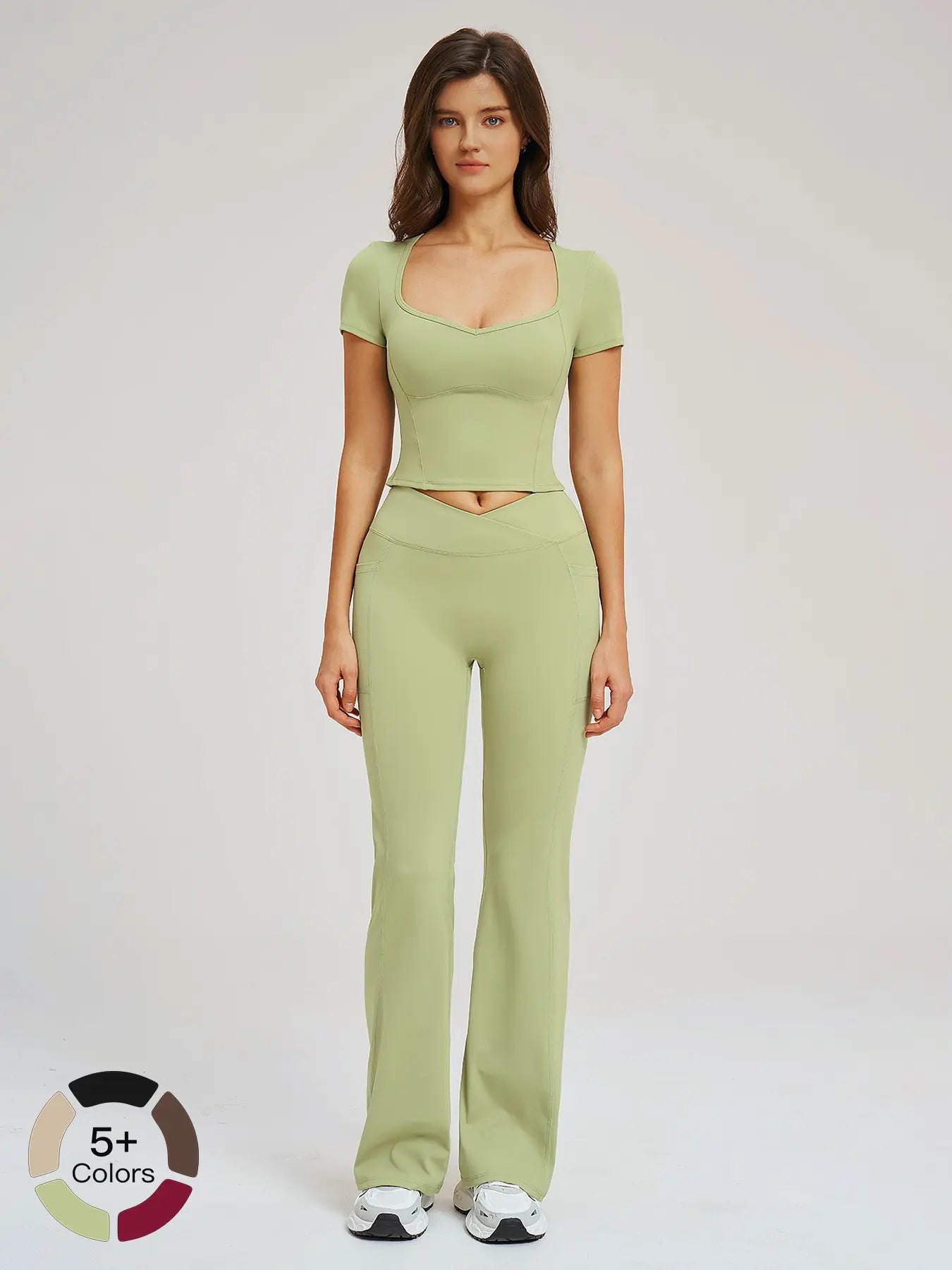 Women's Yoga Set, Naked Feeling Tight-Fitting Fashion Casual Outdoor Running Sports Suit