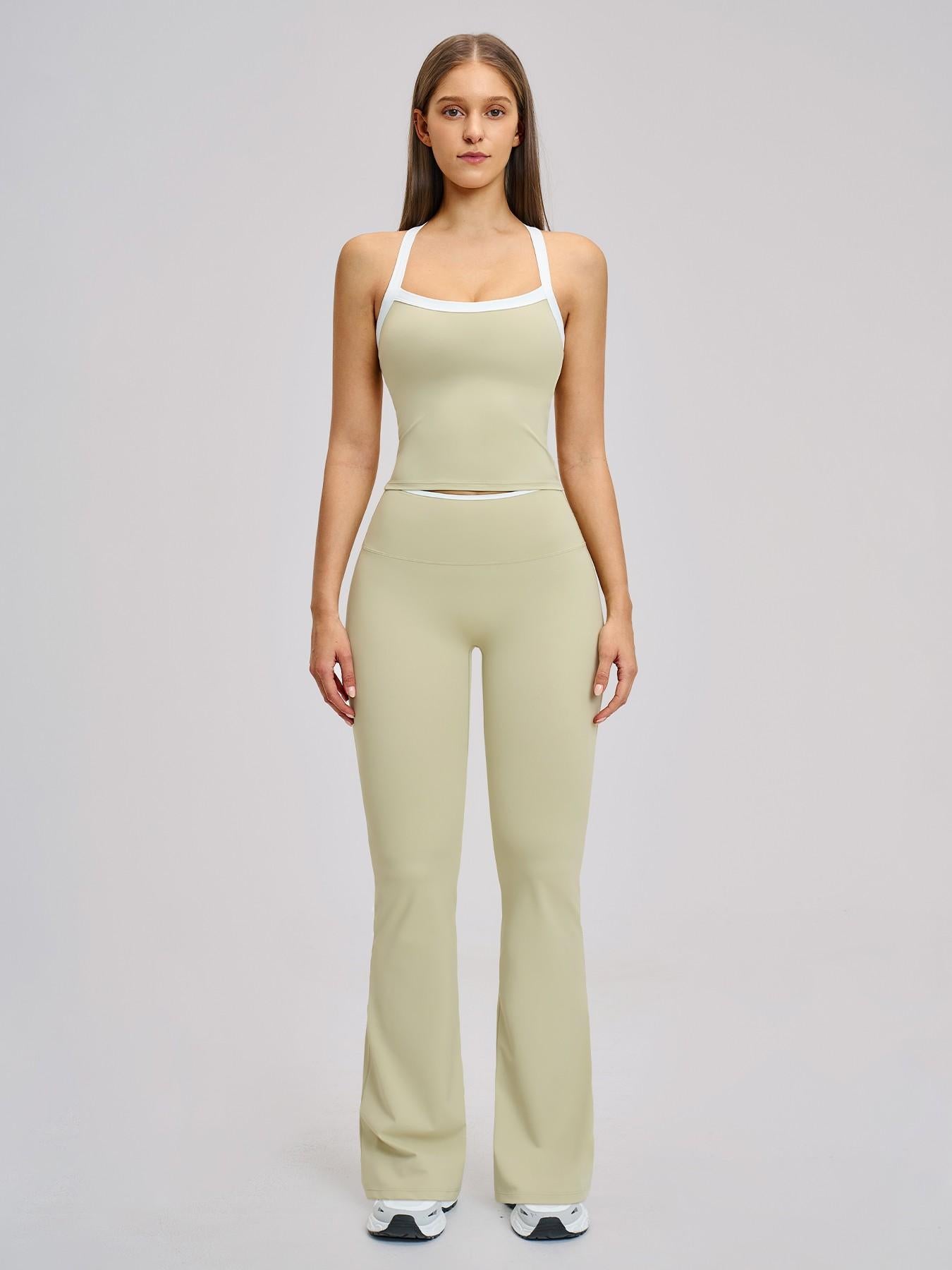 Women's Colorblock Sports Set, Sports Bra & Flare Leg Pants - image 23