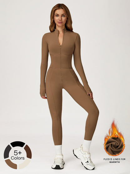 Women's One-Piece Jumpsuit with Stand Collar Zipper Design, Warm Long Sleeve Outdoor Casual Sports… - image 18