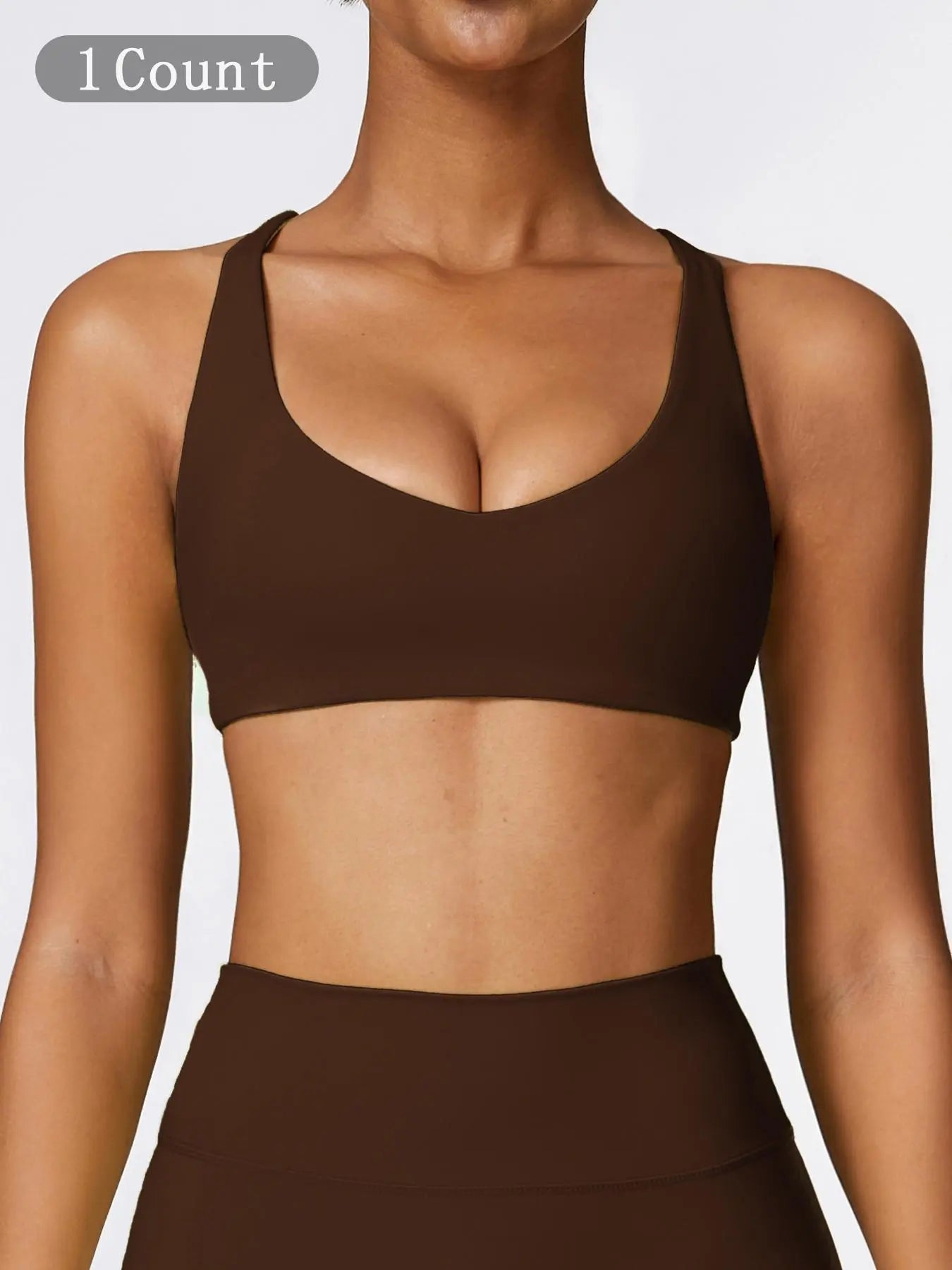 Women's Solid Wireless Sports Bra, Breathable Comfortable Sports Bra