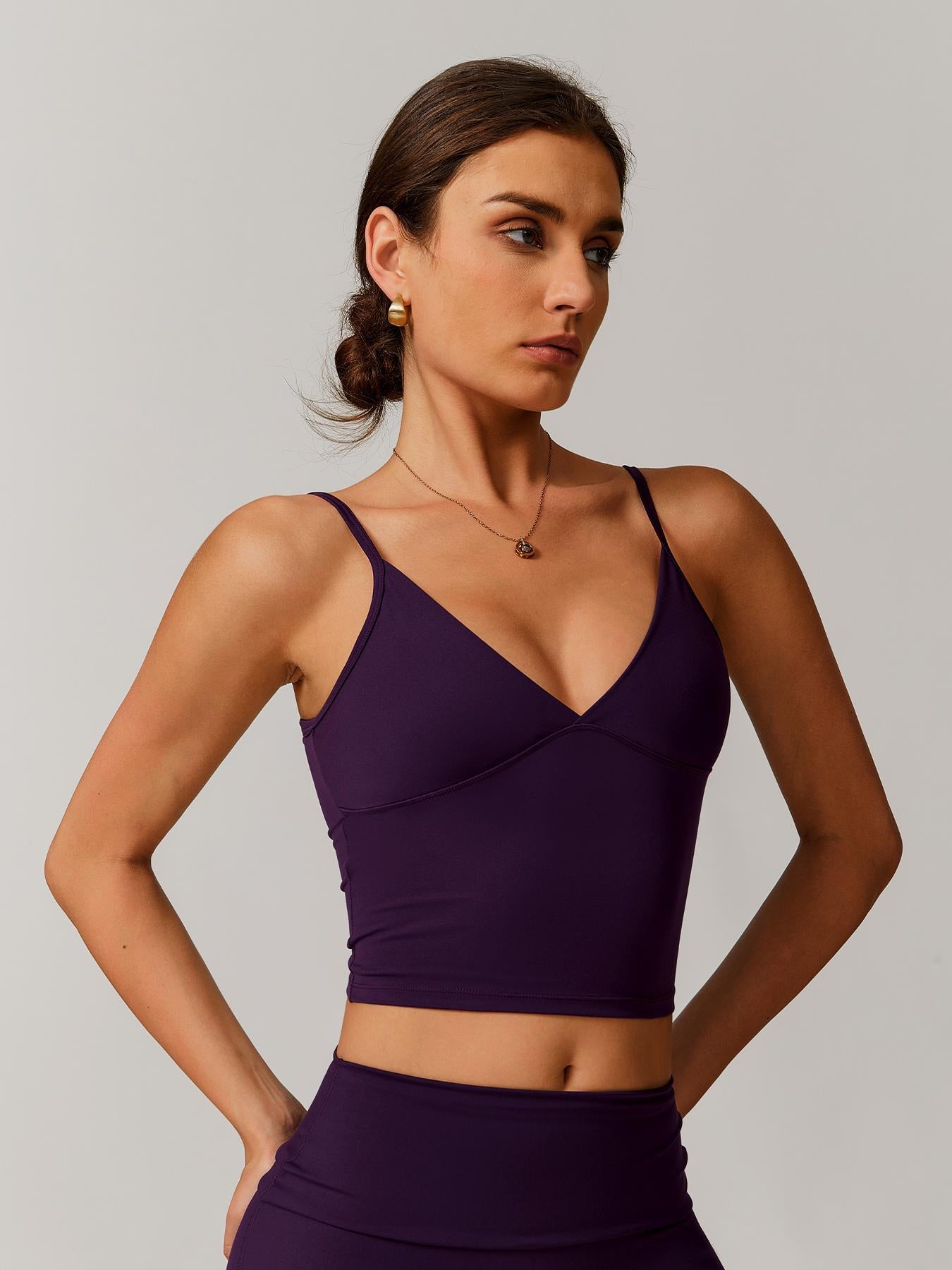 Women's Solid Color Sports Cami Top, Breathable Comfortable Sports Top - image 15