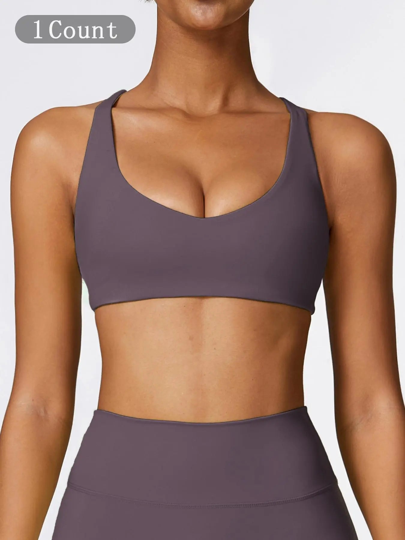 Women's Solid Wireless Sports Bra, Breathable Comfortable Sports Bra