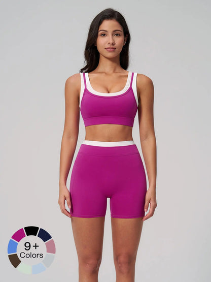 Women's Two-Piece Colorblock Yoga Set, Activewear Set
