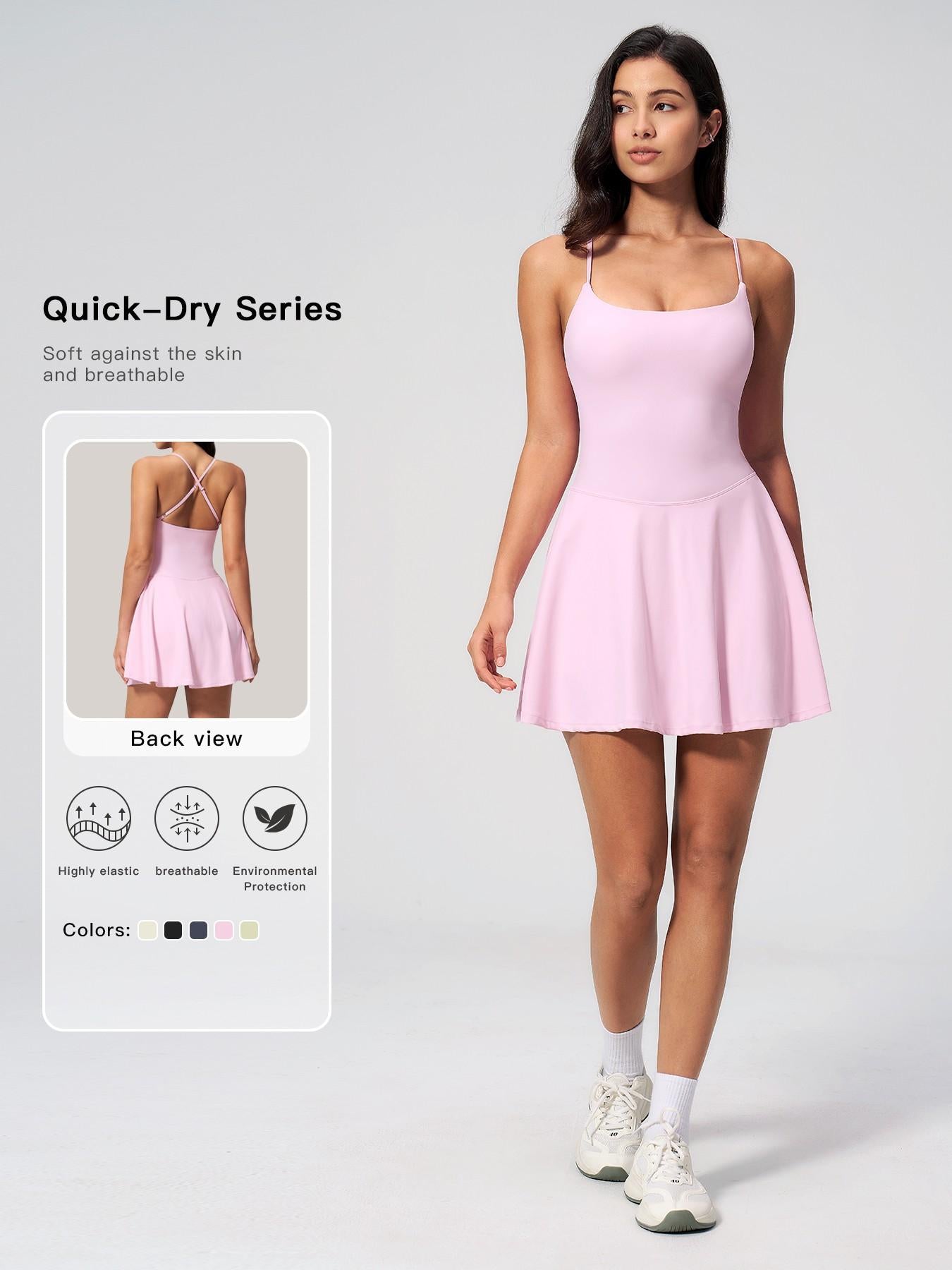 Women's Square Neck Hollow Out Back Yoga Dress, Yoga Athletic Dress - image 11