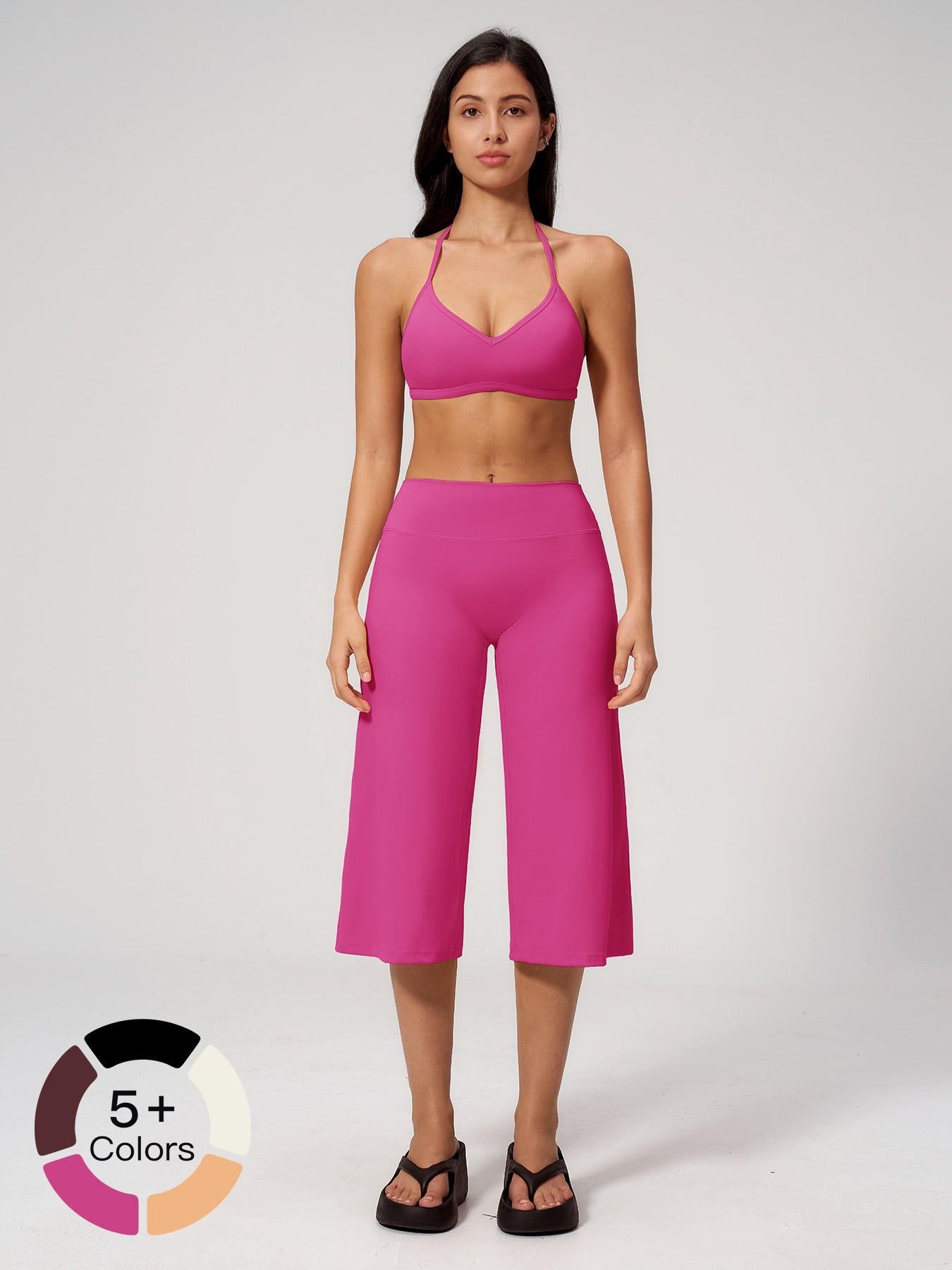 Women's Yoga Set, High-End Shock Absorption Sport Bra & Quick-Dry High-Waist Capri Pants - image 12