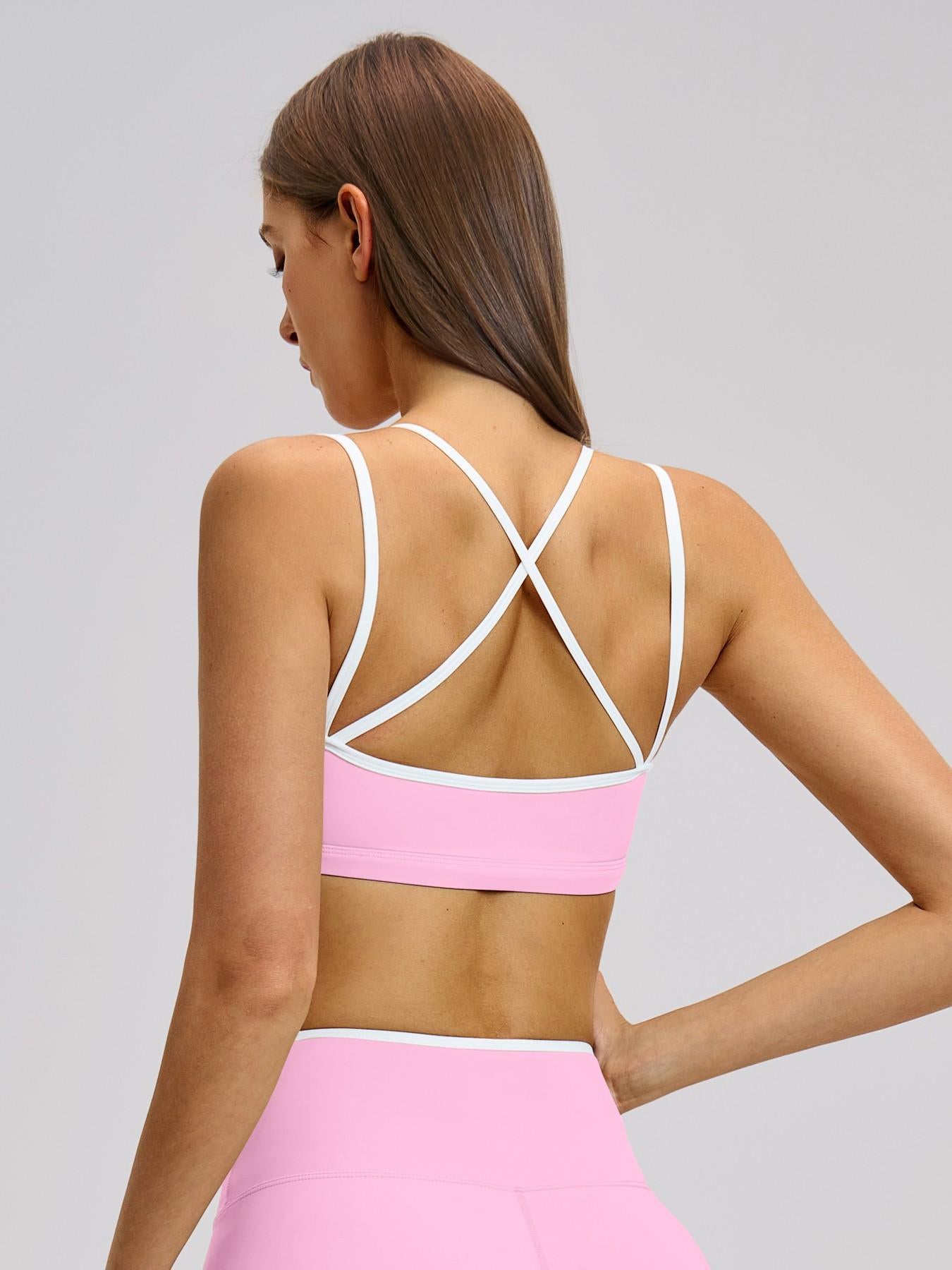 Colorblock Skin-Touch Stretch Sports Bra, Sporty Bra - image 12