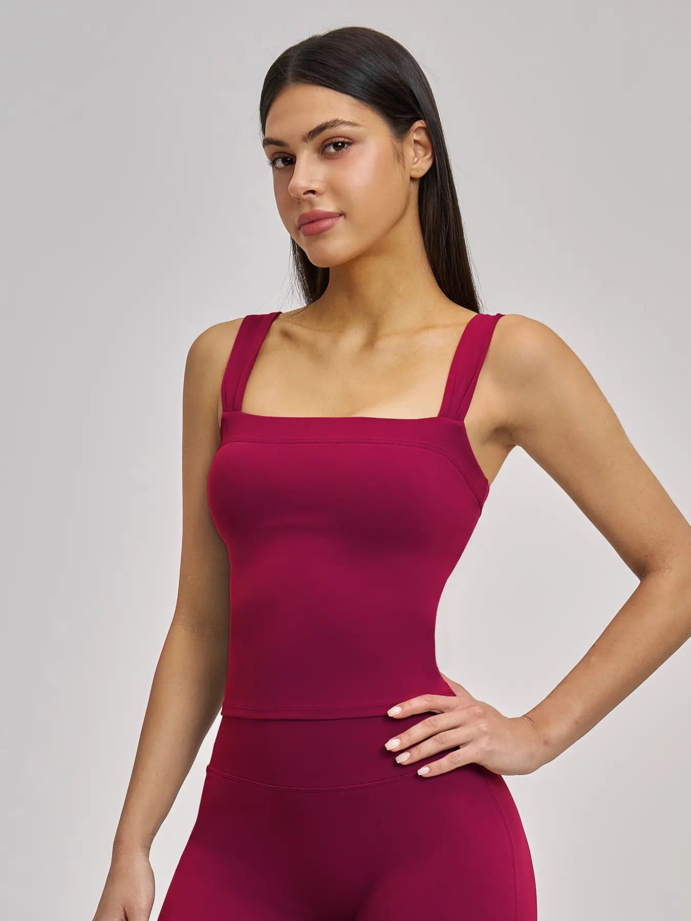 High Elasticity Square Neck Yoga Tank Top with Chest Padding, Outdoor Fitness Sports Bra for Women - image 5
