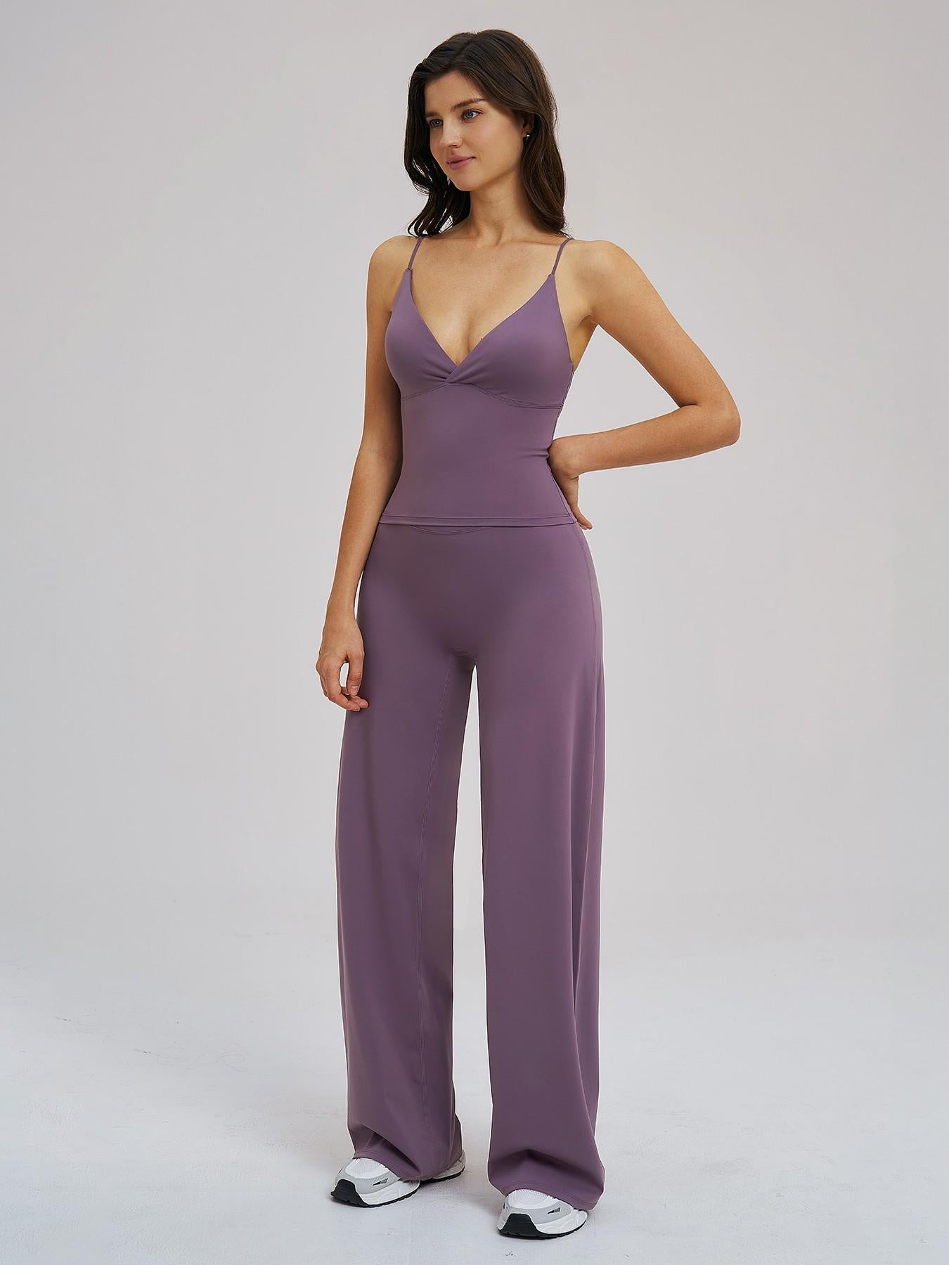 Brushed Sportswear Set, Casual Wide-Leg Backless Two-Piece Outfit - image 15