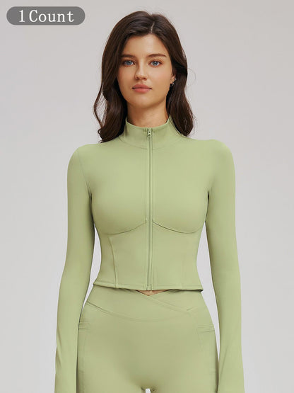 Cross-Border Naked Feel Essential Workout Yoga Jacket Stand Collar Zipper Tight Fashion Athletic… - image 11