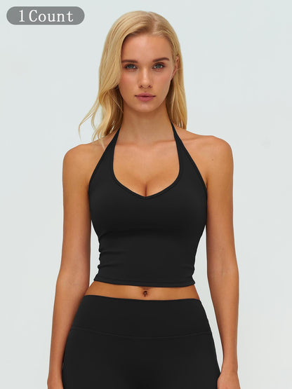 Women's V-Neck Yoga Tank Top, Casual Loose-Fitting Sports Bra - image 11