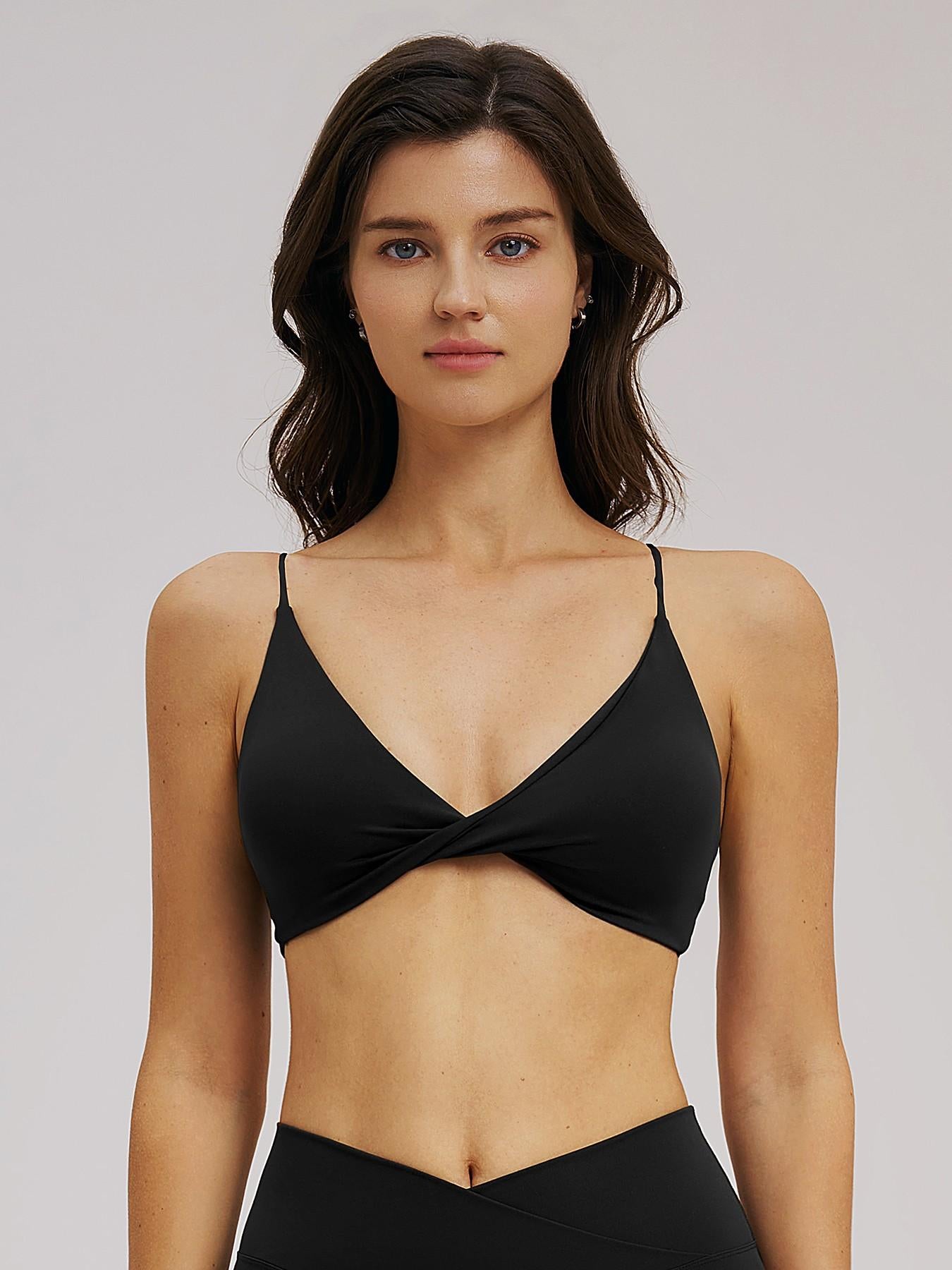 Women's V-Neck Sports Bra, Fine Strap Backless Design - image 10