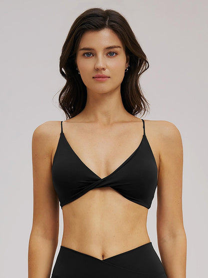 Women's V-Neck Sports Bra, Fine Strap Backless Design - image 10