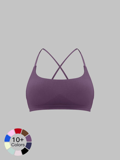 Seamless Cross Back Sports Bra, Adjustable Running Yoga Bra - image 19