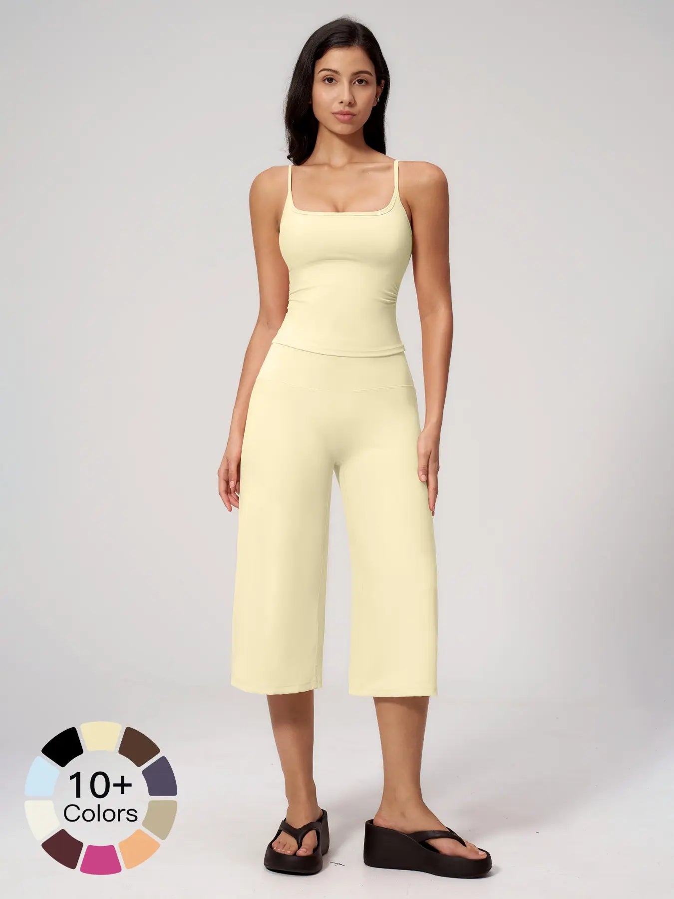 Yoga Tank Top High Waist Quick-Dry Casual Mid-Length Pants Running Outdoor Athletic Sportswear Yoga… - image 8