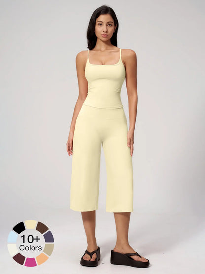Yoga Tank Top High Waist Quick-Dry Casual Mid-Length Pants Running Outdoor Athletic Sportswear Yoga… - image 8