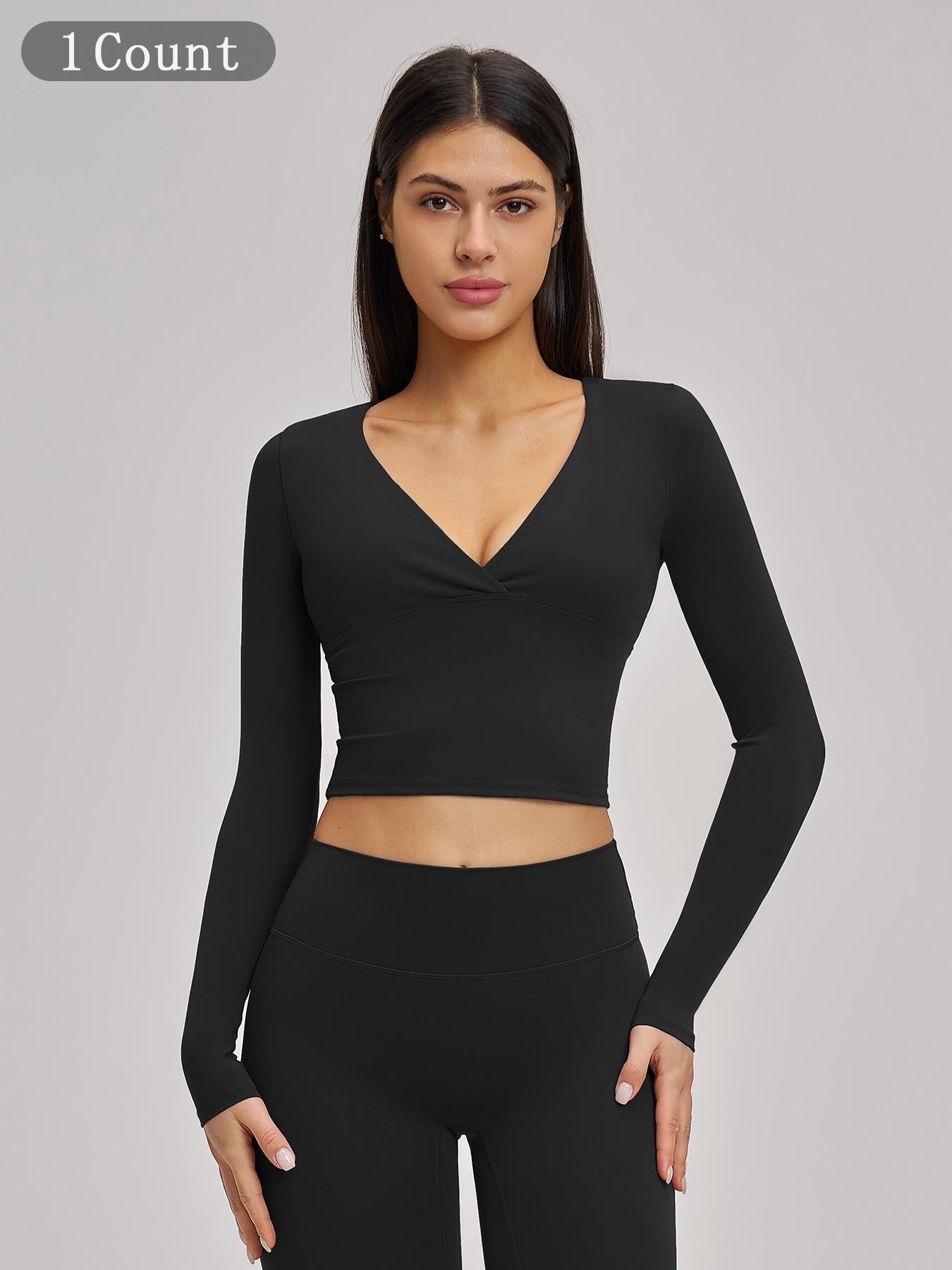 Women's Long Sleeve Yoga Top, European & American Style Spring Summer Pilates Workout Shirt - image 9