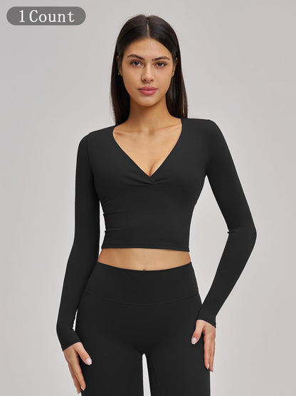 Women's Long Sleeve Yoga Top, European & American Style Spring Summer Pilates Workout Shirt - image 9