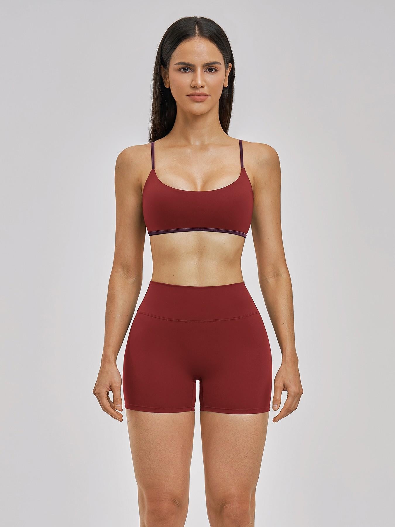 Women's Fashionable Bare-Look Sports Set, Sexy Back Thin Straps - image 15