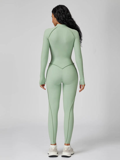 Women's High-Intensity Yoga Workout, Colorblock Stand Collar Romper - image 9