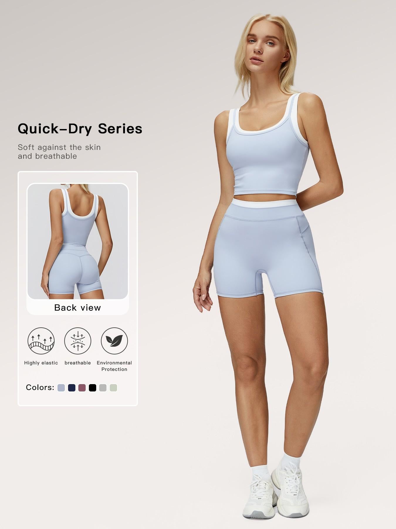 Women's Two-Piece Versatile Colorblock Yoga Set, High-Waisted Ribbed Casual Sportswear for Gym - image 19