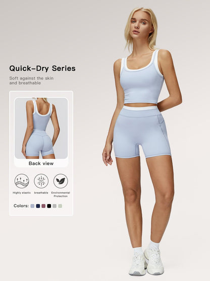 Women's Two-Piece Versatile Colorblock Yoga Set, High-Waisted Ribbed Casual Sportswear for Gym - image 19