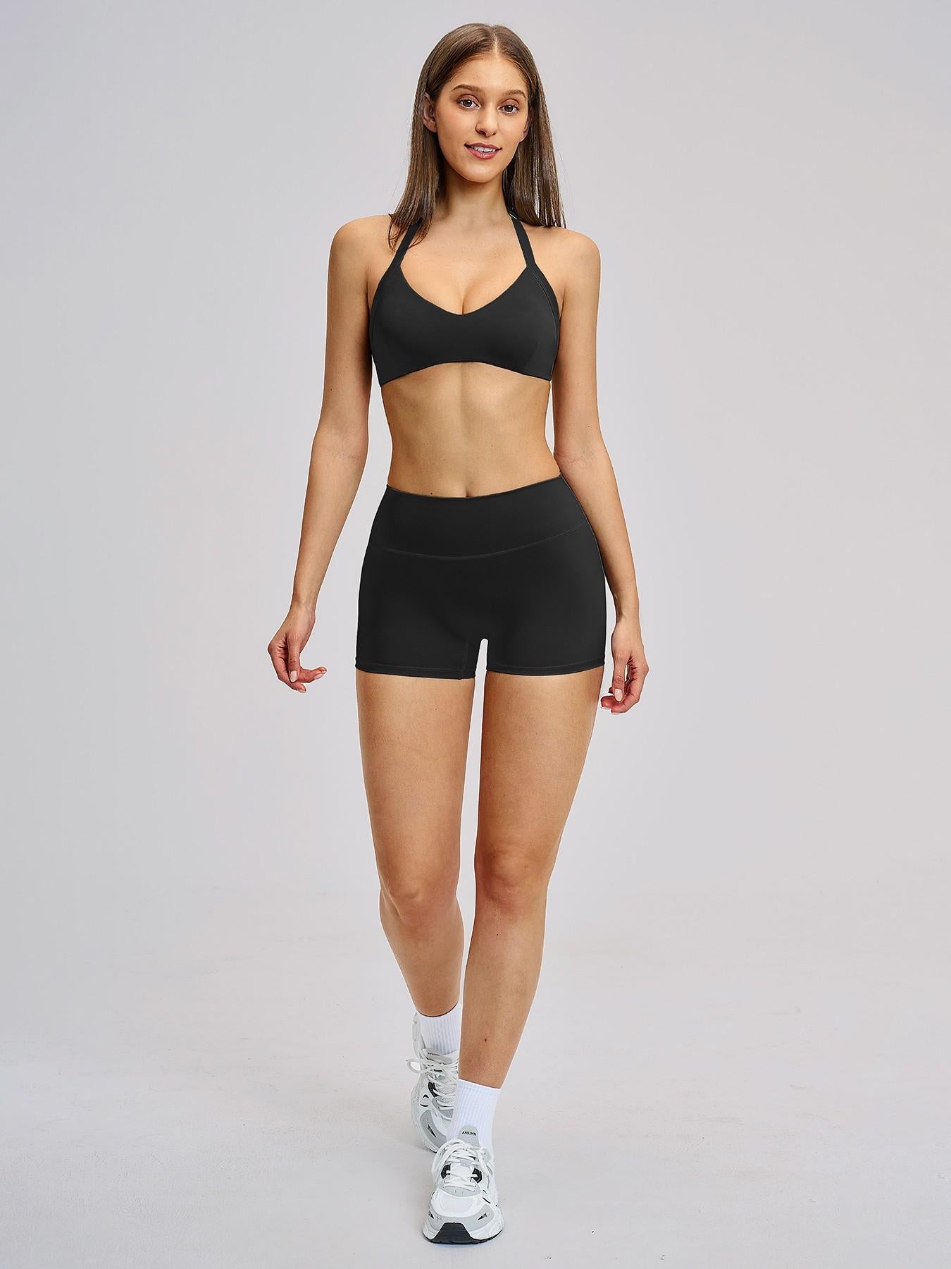 Cross-Border Brushed Yoga Set, Hollow Back Halter Top - image 14