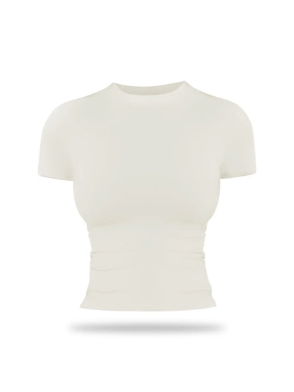 Women's Solid Color Sports Tee, Fitness Sport Top