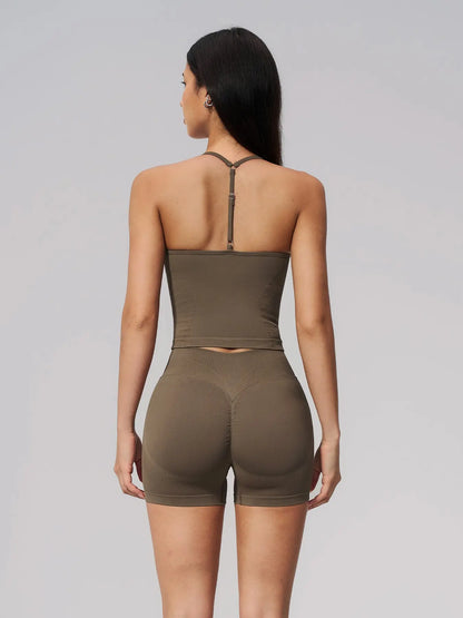 Seamless Knitted Sports Set, Cross Back Waist Trainer High-Waist Fitness Running Yoga for Women - image 9