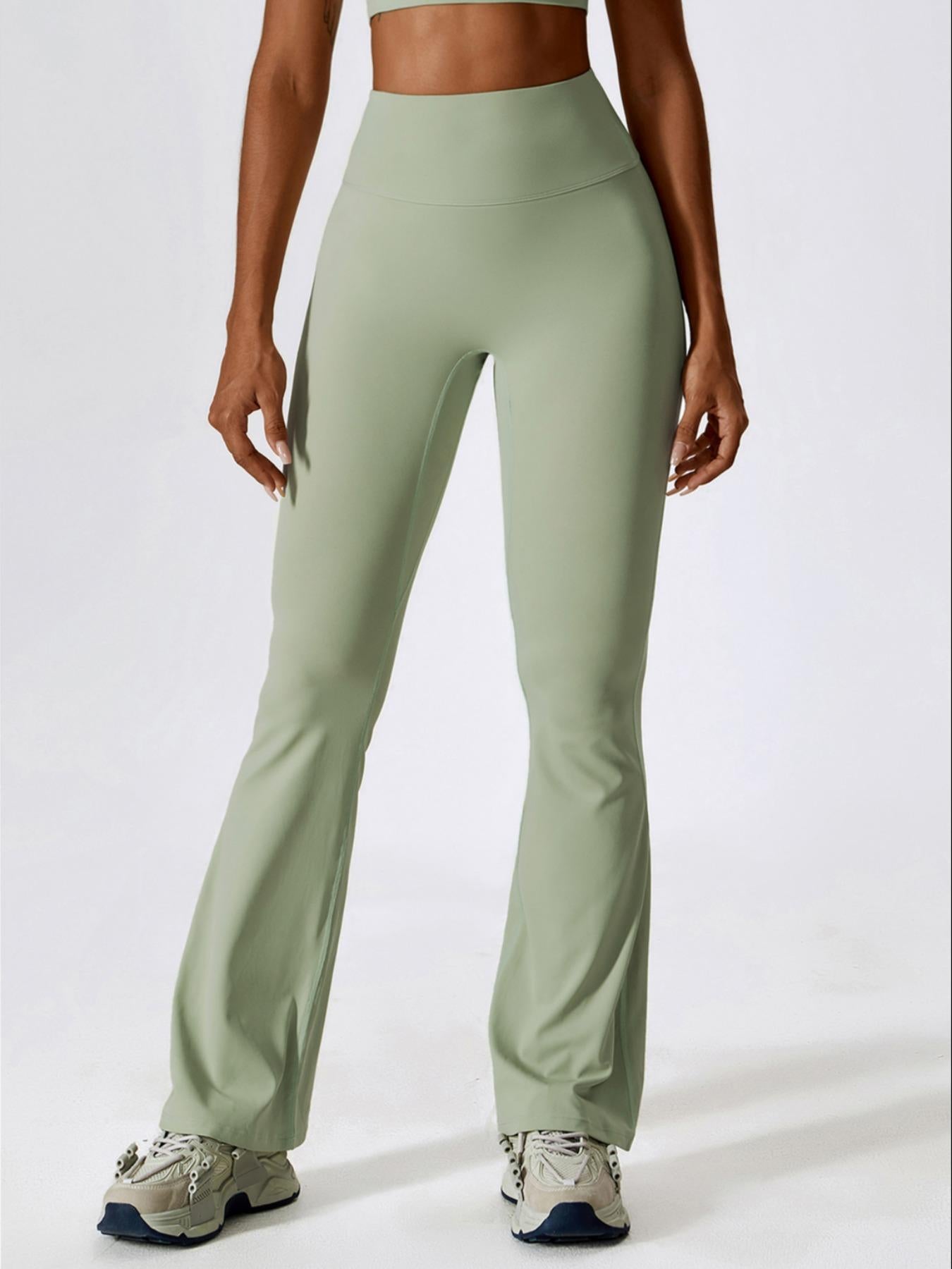 Women's Solid High-Waisted Flared-Leg Tummy Control Sports Leggings, Yoga Athletic Bottoms - image 23