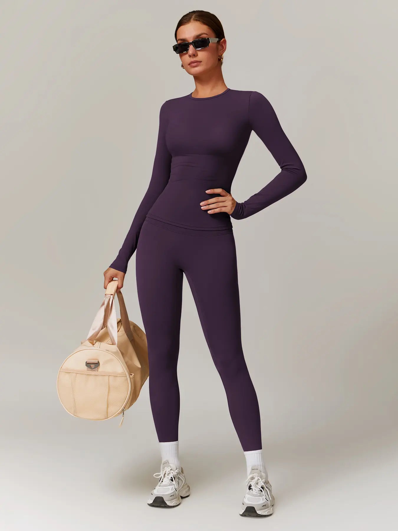 Women’s Quick Dry Long Sleeve & High Waist Leggings Sets for Fitness