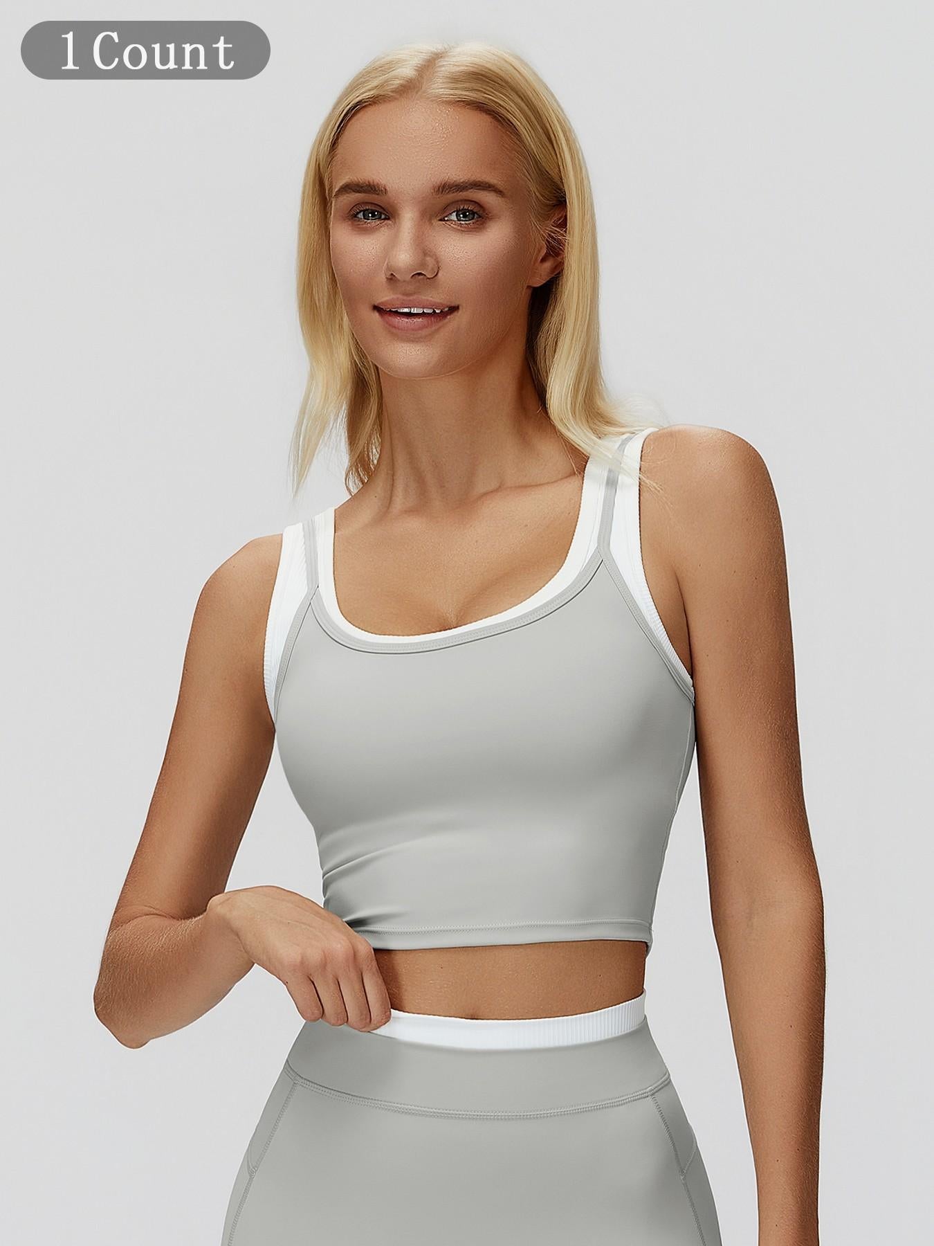 Cross-Border Two-Piece Separated Vest Colorblock Nude Feel Fashion Casual Top Running Sporty Bra,… - image 21