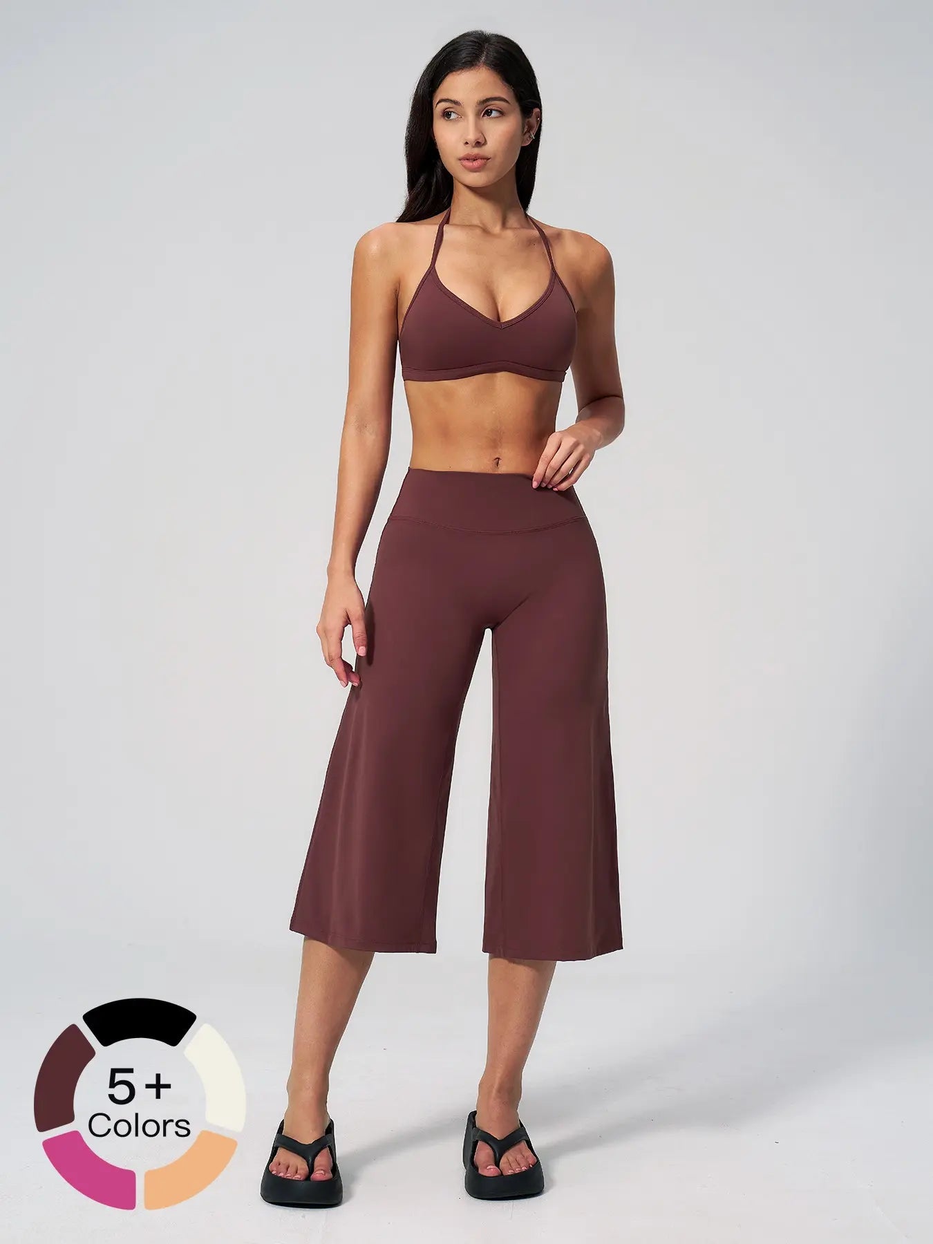 Women's Yoga Set, High-End Shock Absorption Sport Bra & Quick-Dry High-Waist Capri Pants - image 4