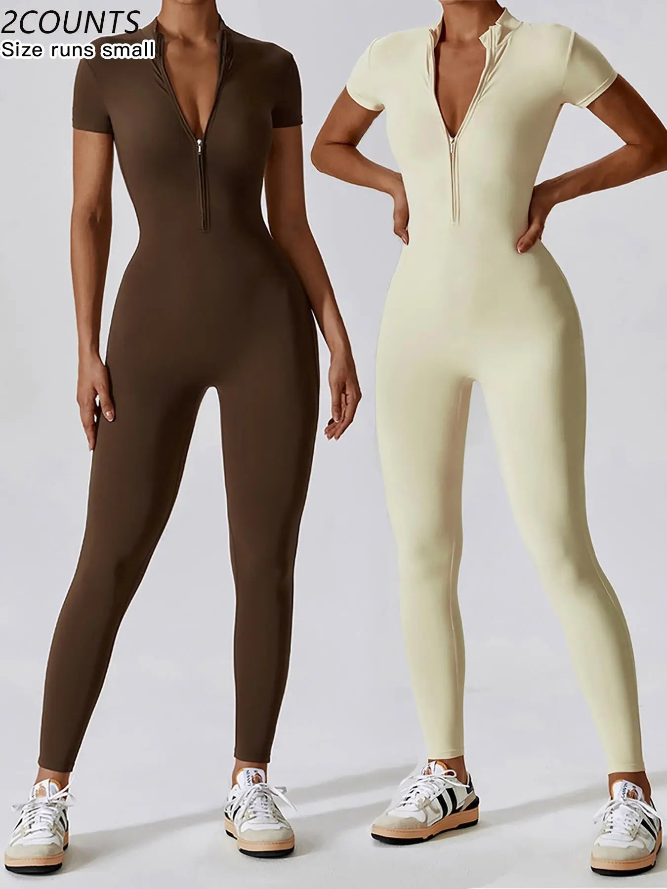 Women's Quick Dry Zipper Jumpsuit for Yoga and Gym Workout
