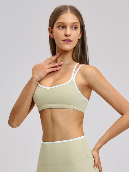 Colorblock Skin-Touch Sports Bra, Quick-Dry Tight-Fitting Cross-Back Sport Tank Top - image 12