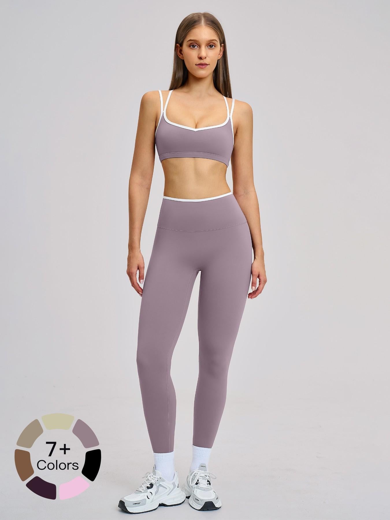Women's Sporty Yoga Set, Solid Sports Sets - image 22