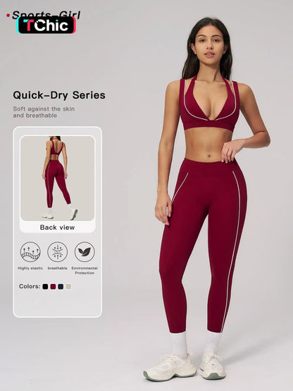 Women's Bare-Look Yoga Set, Bodycon Workout Set