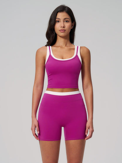 Women's Two-Piece Versatile Colorblock Yoga Set, High-Waisted Ribbed Casual Sportswear for Gym - image 14
