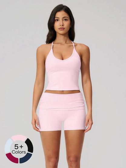 Cross-Border Fuzzy Yoga Set, Halter Backless High-End Fitness Running Sports Yoga Wear - image 9